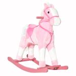 Cavalo Baloiço de Pelúcia para Crianças entre 3 - 6 Anos com Sons de Relincho 74x28x65 cm Rosa