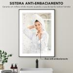 Espelho Casa de Banho com Luz LED 80x60 cm Iluminação Ajustável Função Anti - Embaciamento Função Memória Preto