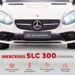 Carro Elétrico Mercedes SLC 300 12V com Faróis LED Buzina Música TF USB e Abertura da Porta 3 - 5km/h 107x62,5x44 cm Branco