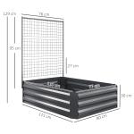 Caixa de Plantio de Aço Galvanizado com Treliça para Plantas Trepadeiras e Fundo Aberto 80x115x125 cm Cinza Escuro