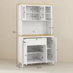 Armário de Arrumação Alto com 5 Portas Prateleiras Ajustáveis para Micro - Ondas 100x40x180 cm Branco e Madeira