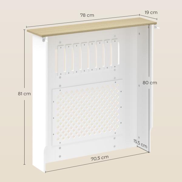 Cobertura para Radiadores Proteção Radiador de MDF 78x19x81 cm Desenho Moderno de Ripas Branco