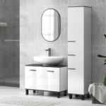 Móvel para Lavatório Pousar Móvel Casa de Banho com 2 Portas e Prateleira Ajustável para Lavatório com ou sem Pedestral 80x34x60 cm Branco Brilhante