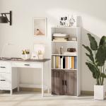 Estante para Livros Estreita Estante com Armário com Prateleira Ajustável 60x30x149,5 cm Branco e Castanho