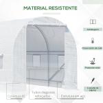 Estufa tipo Túnel 445x200x200 cm com Porta Enrolável e 6 Janelas Cobertura de PE 140 g/m² Anti - UV Branco