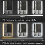 Espelho de Casa de Banho com Luz LED 70x50 cm 3 Cores de Luz Função Antiembaciamento Função de Memória IP44 Prata