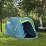 Tenda de Campismo para 1 - 2 Pessoas Impermeável de 2000 mm com Bolsa de Transporte para Pesca 245x148x105 cm Azul