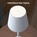 Candeeiro de Mesa com Luzes LED Candeeiro de Mesa Sem Fios Recarregável por USB - C 3 Cores Ø11,2x36,5 cm Branco