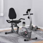 Bicicleta ergométrica reclinável com tela LCD e volante de 3 kg resistência magnética de 8 níveis assento ajustável 121,5 - 136x62,5x98 cm Cinza