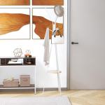 Cabide de Pé Metálico para Pendurar Roupa Bolsas com 9 Ganchos e Prateleira Cabide de Pé Moderno 45x45x180 cm Branco