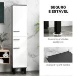 Coluna Casa de Banho Armário Alto Casa de Banho com Gaveta 2 Portas e Prateleiras Ajustáveis 34x34x170 cm Branco