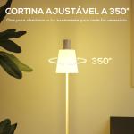 Candeeiro de Pé LED Regulável com Ecrã Giratório 350° 3 Temperaturas de Cor 3000K/4000K/6500K 45x21x148 cm Branco