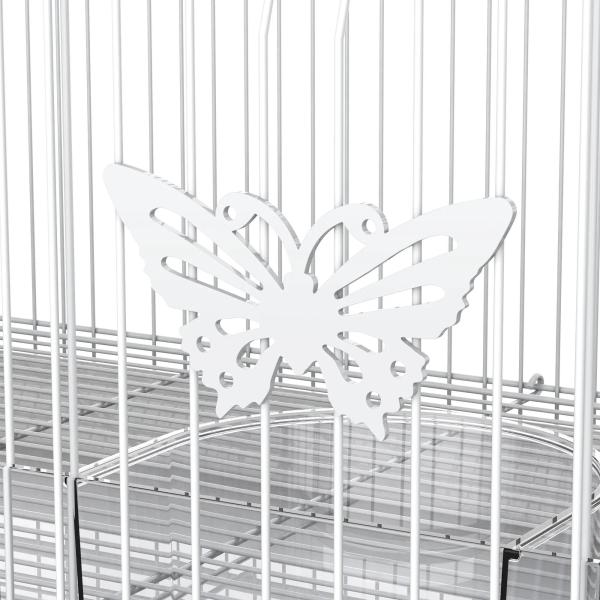 Gaiola para pássaros 60x41x41cm Aviário com 2 poleiros e 3 portas para pássaros pequenos Canários Papagaios de metal branco