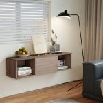 Armário de Parede Móvel para TV Suspenso com 2 Compartimentos Abertos e Porta Rebatível 120x30x29,5 cm Marrom Escuro