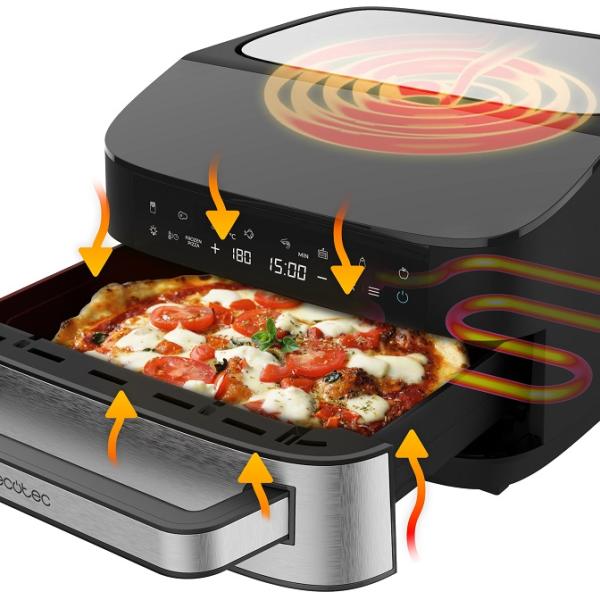 Forno Elétrico Pizza&Fry 7000 2600W 7L (Preto/Cinzento) - CECOTEC