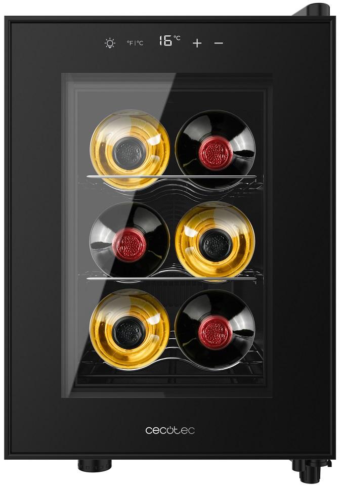 Garrafeira Bolero GrandSommelier 600 CoolCrystal 6 Garrafas (Preto) - CECOTEC