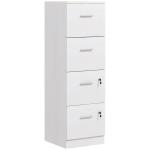 Gaveteiro de Escritório com 4 Gavetas Fechadura e Suportes Ajustáveis para Documentos A4 e Letter Branco 40x42x130,8 cm Branco