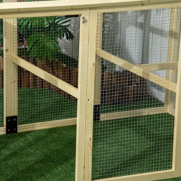Galinheiro para Exterior 140x88,5x106 cm para 1 - 3 Galinhas com Estrutura de Madeira e 2 Portas com Fechadura Madeira Clara
