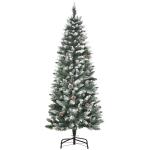Árvore de Natal Artificial Ø69x150cm com 464 Ramas e 28 Pinhas Folhas de PVC Base Dobrável e Suporte Metálico Decoração de Natal para Interiores Verde