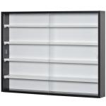 Vitrine de Parede de Madeira com Prateleiras Ajustáveis e 2 Portas Corredeiras de Vidro para Coleções Perfumes Bonecos de Decoração 80x9,5x60cm Preto