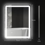 Espelho Casa de Banho com Luzes LED 70x90 cm Função Antiembaciamento 3 Temperaturas de Cor Ajustável e Função de Memória Prata