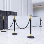 Postes Separadores de Aço Inoxidável de 2 Peças, 96 cm de Altura, Base Recheável, Corda de Veludo Preto