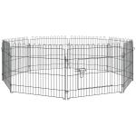 Parque para Animais de Estimação com 8 Paineis 71x61cm Dobrável Cerca para Animais de Estimação com Porta com Trava para Jardim Pátio Exterior Preto