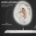 Espelho de Casa de Banho LED 3 Cores de Luz Brilho Regulável Função Anti Embaciamento Função Memória IP44 80x60 cm Prata
