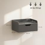 Conjunto de 2 Mesas de Cabeceira de Parede Flutuantes com 1 Gaveta para Quarto 40x30x19,5 cm Preto
