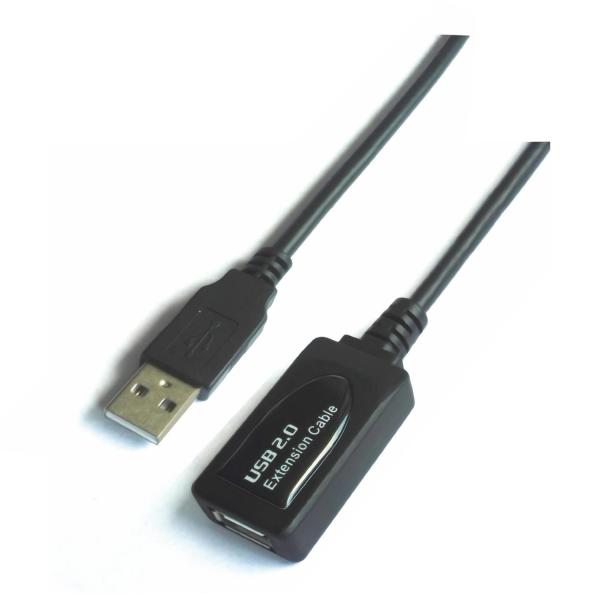 Cabo USB Macho - Fêmea Preto (5 mts) - AISENS
