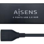 Hub USB (4x USB 2.0) 480 Mbit/s (Preto) - AISENS