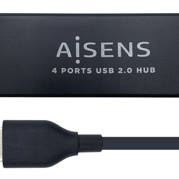 Hub USB (4x USB 2.0) 480 Mbit/s (Preto) - AISENS