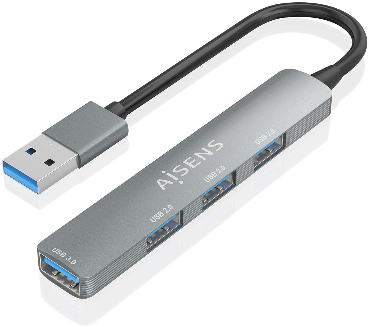 Hub USB 3.0 (1x USB 3.0 3x USB 2.0) Cinza - AISENS