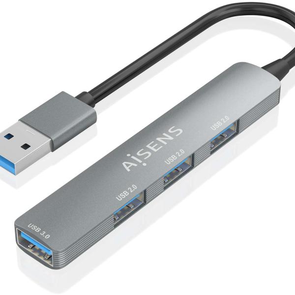 Hub USB 3.0 (1x USB 3.0 3x USB 2.0) Cinza - AISENS