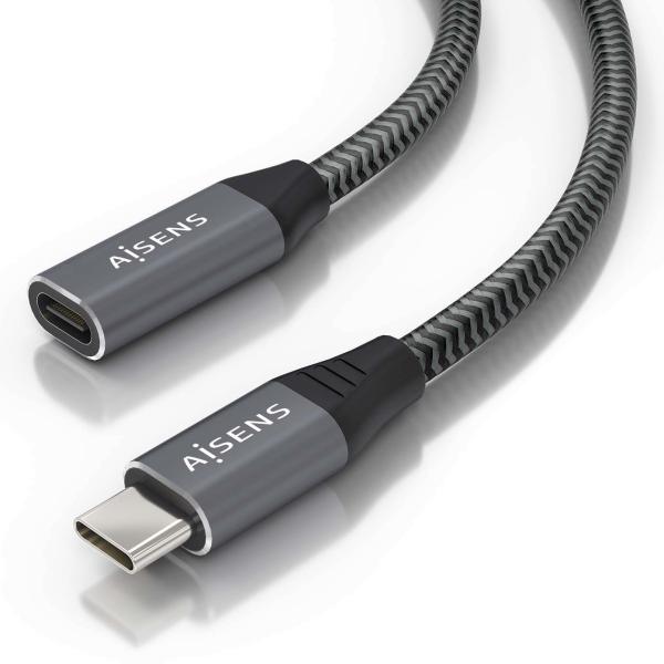 Cabo USB C Macho - USB C Macho 3.2 8K 5A 100W Cinza (0,5mts) - AISENS