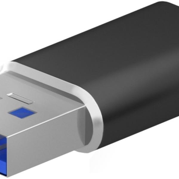 Mini Adaptador USB - C Fêmea - USB 3.2 Gen2 / USB 2.0 3A Macho (Preto) - AISENS
