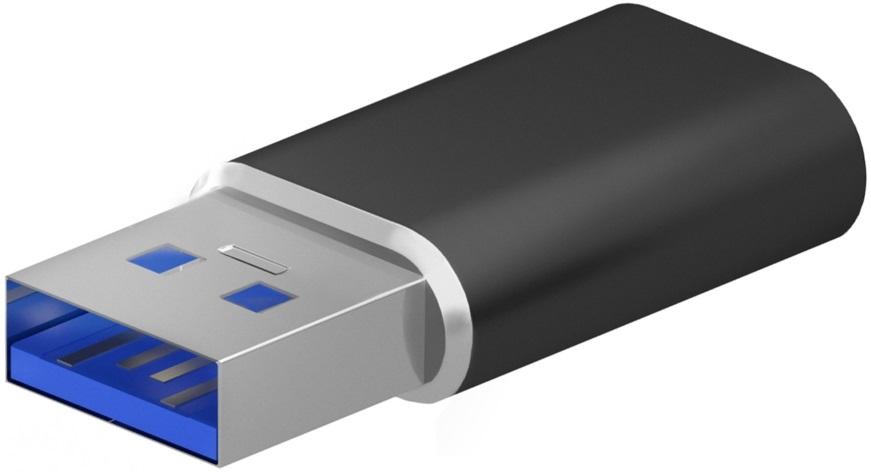 Mini Adaptador USB - C Fêmea - USB 3.2 Gen2 / USB 2.0 3A Macho (Preto) - AISENS