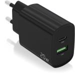 Carregador 20W 1x USB - C PD3.0 1x USB - A QC3.0 (Preto) - AISENS