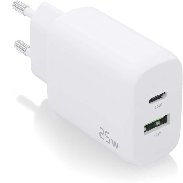 Carregador 25W USBC PD3.0 USB - A QC3.0 (Branco) - AISENS
