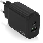 Carregador 25W 1xUSB - C PD3.0, 1xUSB - A QC3.0 (Preto) - AISENS