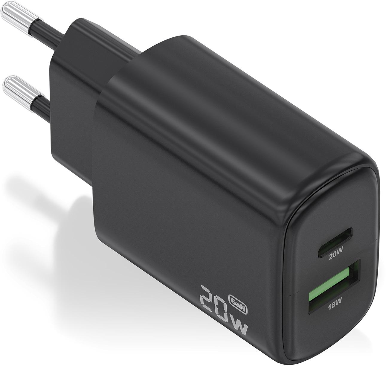 Carregador GaN 20W USB - C PD3.0 QC4.0 (Preto) - AISENS