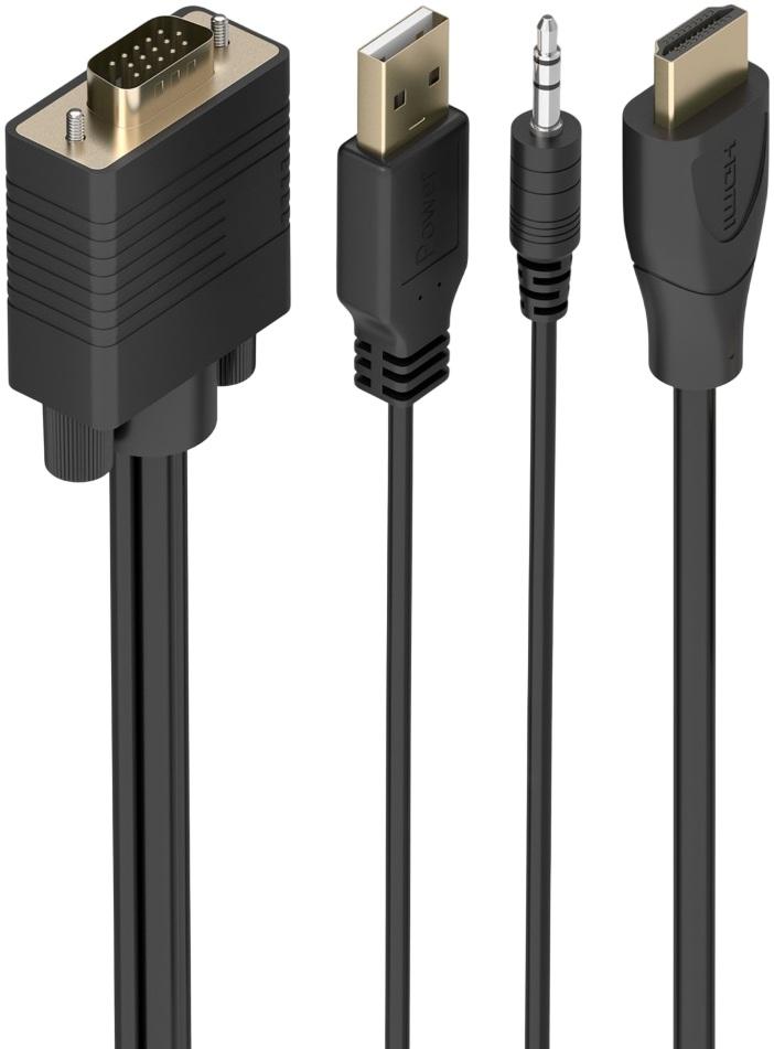 Cabo Conversor SVGA + Áudio Macho p/ HDMI Macho (1 m) - AISENS