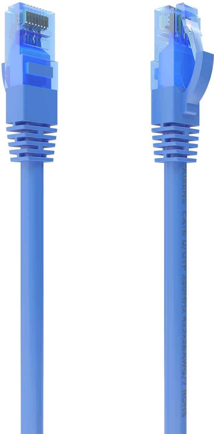 Cabo de Rede Cat.6 RJ45 UTP AWG26 CCA Azul (1mts) - AISENS