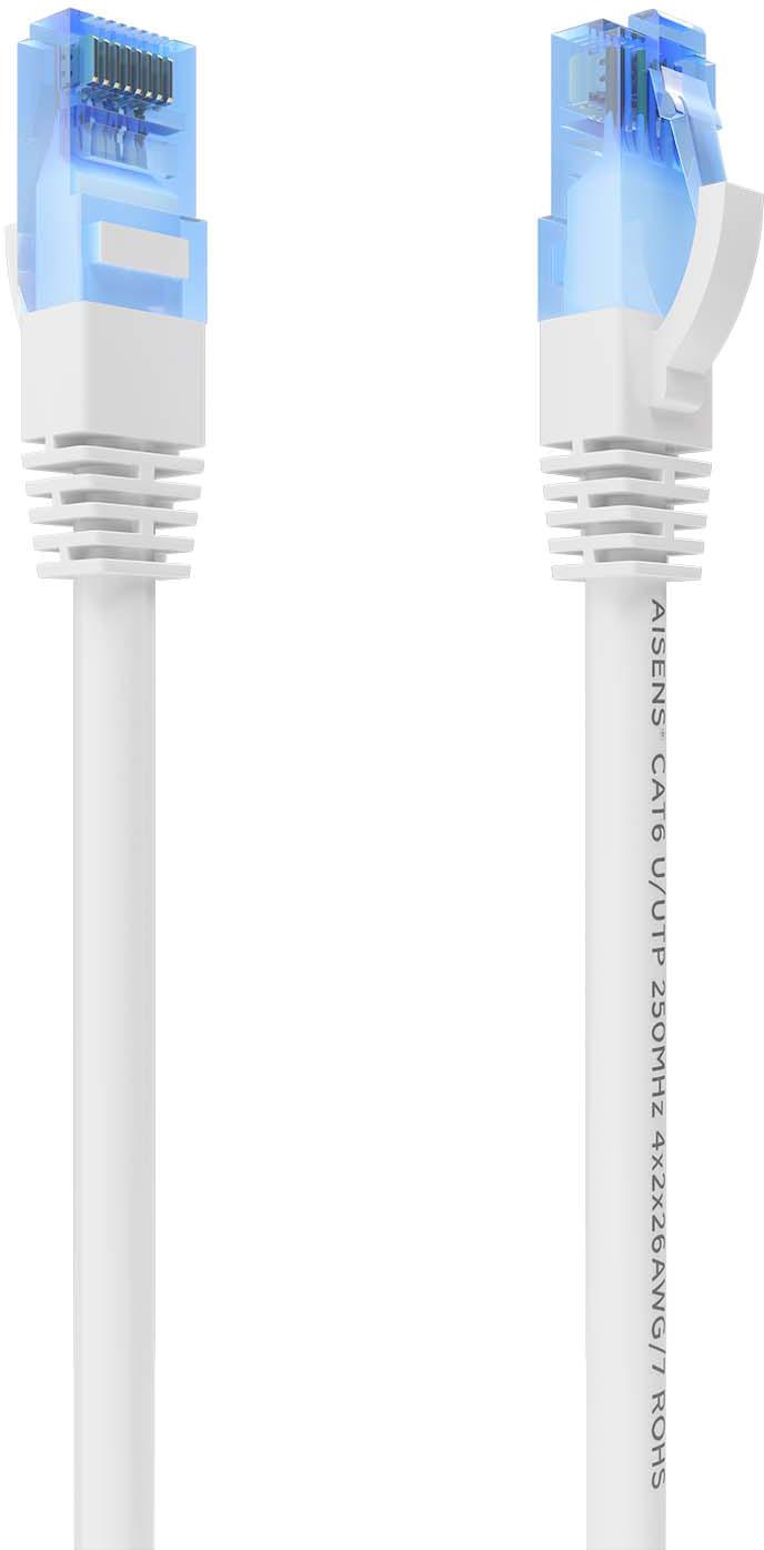 Cabo de Rede Cat.6 RJ45 UTP AWG26 CCA Branco (0,75mts) - AISENS