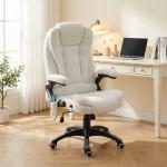 Cadeira de Massagem com 6 Pontos Reclinável até 130° com Função de Aquecimento Tecido em Borrego 67x74x107 - 116 cm Branco