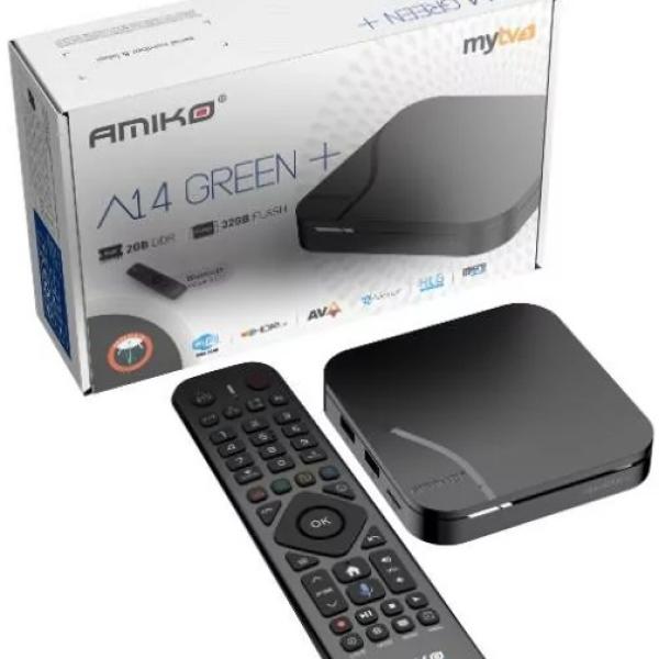 Receptor IPTV Android A14 Green+ 2GB/32GB Wi - Fi Dual Band 4K UltraHD MyTV3 - AMIKO
