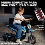 Mota Elétrica Infantil 24V 250W com Velocidade de 6 - 16 km/h Rodas Insufláveis de 30,5 cm e Suspensão para Crianças de 8 - 12 Anos Azul 119x64x76,5 cm
