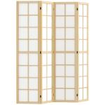 Biombo Dobrável de 4 Painéis Separador de Ambientes de Interior para Sala de Estar Dormitório e Escritório 160x170 cm Madeira e Branco