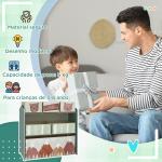 Estante para Brinquedos com 6 Caixas de Tecido não Tecido Amovíveis Organizador de Brinquedos 63x30x66 cm Verde