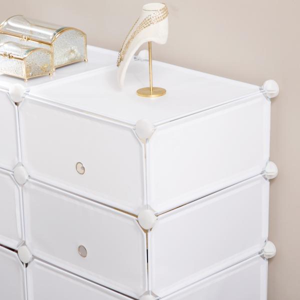Armário Modular de Plástico Armário Modular com 6 Cubos Organizador de Roupas Sapatos Brinquedos 75x37x73cm Branco